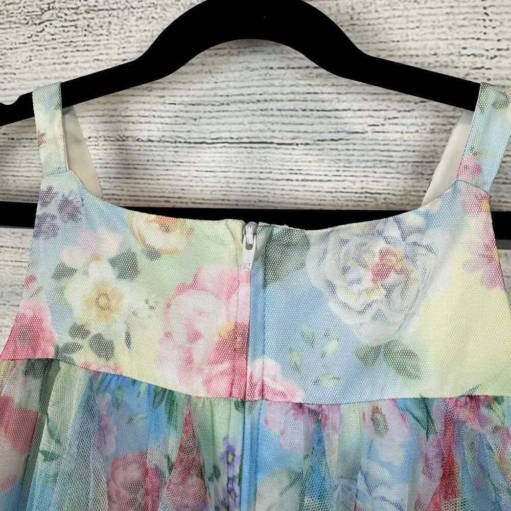 Iris & Ivy Girls Spring Easter Colorful Cascade Floral Tiered Party Dress Size 6